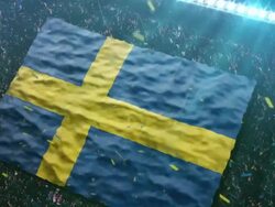 Flag of Sweden at the stadium Stock Footage