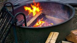 Campfire at Camping Ground in forest Stock Footage