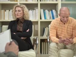 HD: Couple Arguing At Counselling Session Stock Footage