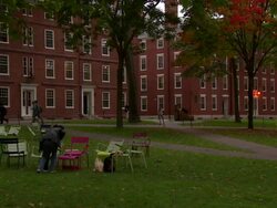 MS Mother helping  little girl with  balloon to set up in  lawn r to taking picture AUDIO / Cambridge, Massachusettes, United States Stock Footage