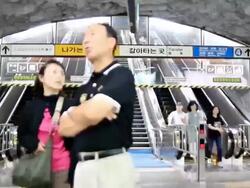 MS T/L People commuting and walking at chungmuro station / Seoul, South Korea Stock Footage