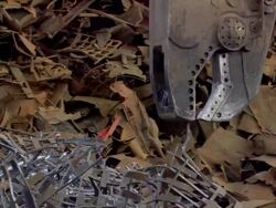 MS Crane cutting metal part / Tacoma, Washington, United States Stock Footage