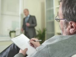 HD: Nervous Businessman During Counseling Session Stock Footage