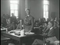 U.S. General Billy Mitchell stands in front of a military tribunal during his court martial. News Clip