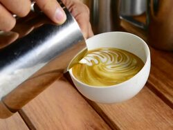 Making latte art coffee Stock Footage