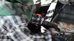 Blacksmith working on metal Stock Footage
