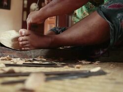 CU R/F Man making wooden mask / Mas, Bali/Gianyar/Ubud, Indonesia Stock Footage