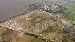 Aerials of Hinkley Point B Power Station and Hinkley Point C construction site News Clip