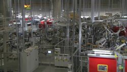 Automated machines operate in an automotive plant. Stock Footage