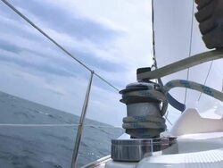 HD: Turning The Sail Winch On A Boat Stock Footage