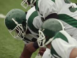 SLO MO, CU, PAN, American football players in action, Staten Island, New York, USA Stock Footage