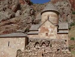 Noravank monastery, view of the Surb Karapet church Stock Footage
