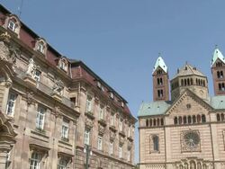 MS View of Speyer Cathedral / Speyer, Rhineland-Palatinate, Germany Stock Footage