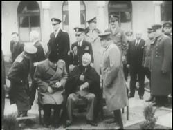 British Prime Minister Winston Churchill, Soviet Premier Joseph Stalin and U.S. President Franklin D. Roosevelt meet at the Yalta Conference in February of 1954. News Clip