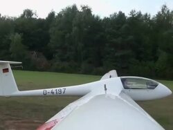 WS Sailplane landing on runway / Konz-Koenen, Saar-Valley, Rhineland-Palatinate, Germany Stock Footage
