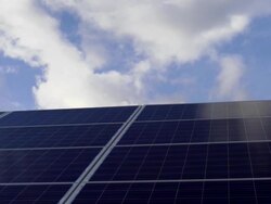 HD Solar Park Against Cloudy Sky Dolly Shot TL Stock Footage