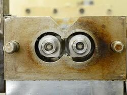 rotation twin blade in mold cavity on internal mixer Stock Footage