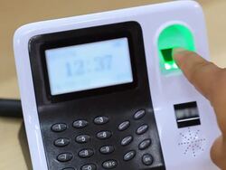 biometrics Fingerprint scan - concept of identity Stock Footage