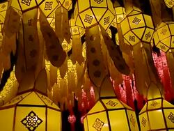 Row of Colorful Asian Lanterns Stock Footage