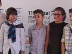 Kid stars at 'Paper Planes' Red Carpet - 11th Annual Dubai International Film Festival Stock Footage
