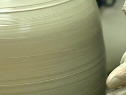 View of the making pottery using by potter's wheel Stock Footage