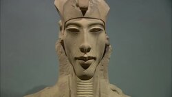 The statue of the pharaoh Akhenaten stands in Luxor. Stock Footage