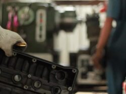 Blur focus of Operating the Industrial Lathe Stock Footage