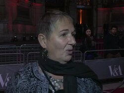 INTERVIEW: Lindy Hemming on designing costumes for Casino Royale, working closely with the actors at at Hollywood Costume Dinner  at Victoria & Albert Museum on October 16, 2012 in London, England.  Stock Footage