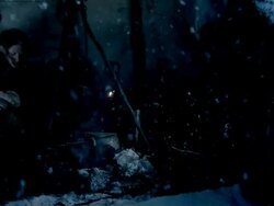 Donner party pioneers endure harsh winter in Sierra Nevada Mountains Stock Footage