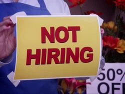 Not Hiring Window Sign Stock Footage