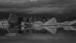 Infrared. Ice floating in FjallsÃ¡rlÃ³n, Iceland Stock Footage