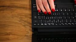 Women working in the home office hand on the keyboard Stock Footage