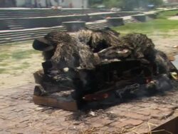 MS ZI PAN Smoke rising from funeral pyre / Kathmandu, Central Region, Nepal Stock Footage