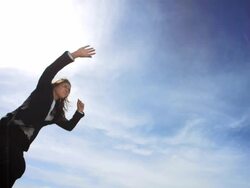 HD Super Slow-Mo: Businesswoman Performing Gymnastics Jump Stock Footage