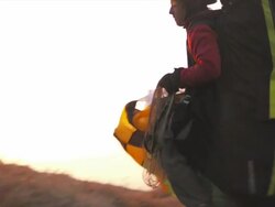 HD: Paraglider Heading To Launch Point Stock Footage