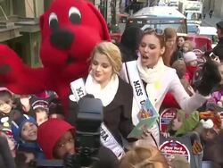Clifford the Big Red Dog, Miss Teen USA Danielle Doty, Miss USA Alyssa Campanella and children at 2012 World Read Aloud Day Celebration on 3/7/2012 in New York, NY, United States Stock Footage