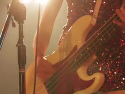 Female bass guitarist. Stock Footage