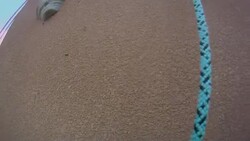 A rock climber reaches for a hand hold on a clmbing wall in Pennsylvania. Stock Footage