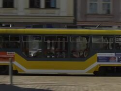 Pan Left Shot Pilsen City Tram Pilsen West Bohemia Czech Republic Stock Footage