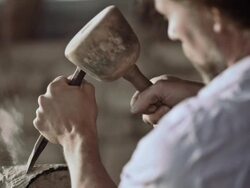 Stonemason carving Stock Footage