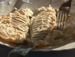 Eating a fish Stock Footage