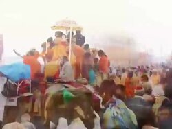 MS T/L Shot of pilgrims in Kumbh Mela / Allahabad, Uttar Pradesh, India Stock Footage