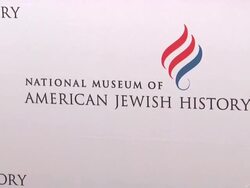 ATMOSPHERE: signage at the National Museum Of American Jewish History Opening Gala  Stock Footage