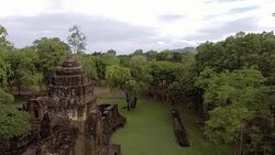 Aerial View of Angkor Castle Stock Footage