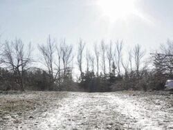 WS Two young man driving truck on snowy and rural road during day / Stillwater, Minnesota, United States Stock Footage