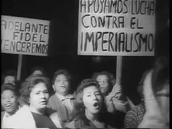 Cuban civilian rally during Cuban Missile Crisis Stock Footage