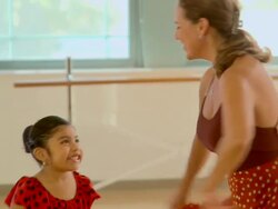 CU, TU, Woman teaching girl (4-5) flamenco dancing, Richmond, Virginia, USA Stock Footage