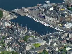 AERIAL, Honfleur harbor, Normandy, France Stock Footage