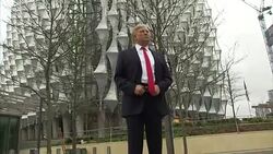 Donald Trump waxwork on display outside the new US embassy building in London News Clip