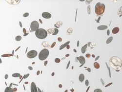 Circular loop through dozens of coins Stock Footage